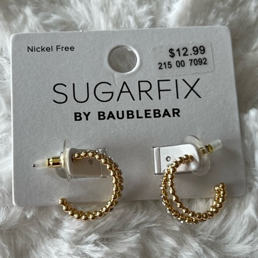 SUGARFIX by BaubleBar‎ Crystal Beaded Double Hoop Earrings - Gold NWT